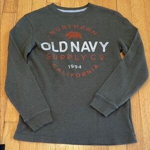 Old Navy Olive Long Sleeve with Red and White Print
